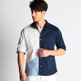 67ネイビー | パネル切り替え半袖シャツ | NICOLE