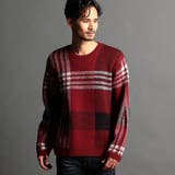 07ボルドー | 【22年モデル WEB限定再販売】ビッグチェッククルーネックニット | NICOLE