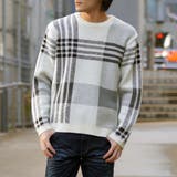 09ホワイト | 【22年モデル WEB限定再販売】ビッグチェッククルーネックニット | NICOLE