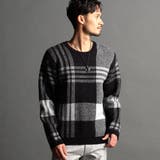 49ブラック | 【22年モデル WEB限定再販売】ビッグチェッククルーネックニット | NICOLE