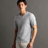 19ライトグレー | ブライトテレコ VネックTシャツ | NICOLE