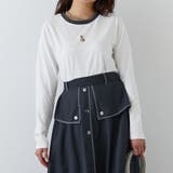28オフホワイト | キツネ刺繍リンガーロンTEE | NICOLE