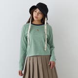 40グリーン | キツネ刺繍リンガーロンTEE | NICOLE