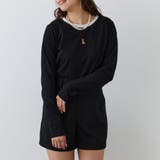 49ブラック | キツネ刺繍リンガーロンTEE | NICOLE