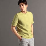 30イエローグリーン | シャドーチェック ニットTシャツ | NICOLE