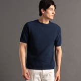 67ネイビー | バスケットチェック ニットTシャツ | NICOLE