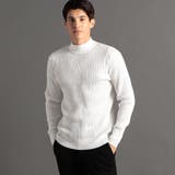 09ホワイト | ジオメトリックリブ モックネックニット | NICOLE