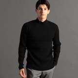 49ブラック | ジオメトリックリブ モックネックニット | NICOLE