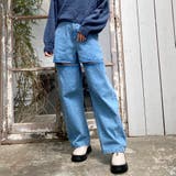 60ブルー | リベットデザイン・スリットデニムパンツ | NICOLE