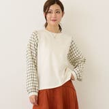 28オフホワイト | 袖チェックプルオーバー | NICOLE