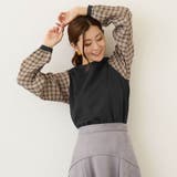 67ネイビー | 袖チェックプルオーバー | NICOLE