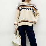 24クリーム | ジャガード 総柄ニット | NICOLE