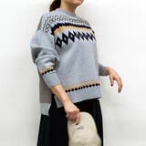 29グレー | ジャガード 総柄ニット | NICOLE