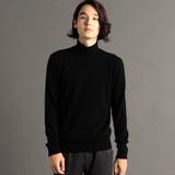 49ブラック | カシミヤ混 ワイドリブ タートルネックニット | NICOLE