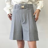60ブルー | ベルト付き リベットデザイン ハーフパンツ | NICOLE