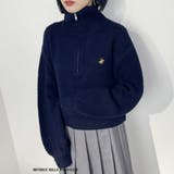 67ネイビー | ハーフジップニットプルオーバー | NICOLE