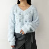 64サックス | 前後2WAY透かし編みニットプルオーバー | NICOLE