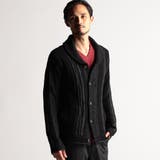 49ブラック | 【RIELABO】3Dランダムストライプジャカード ショールカラーカーディガン | NICOLE