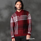 07ボルドー | 【WEB限定】7ＧＧ ビッグチェックショールカラーニット | NICOLE