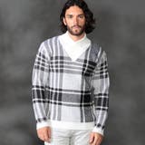 09ホワイト | 【WEB限定】7ＧＧ ビッグチェックショールカラーニット | NICOLE