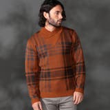 10オレンジ | 【WEB限定】7ＧＧ ビッグチェックショールカラーニット | NICOLE