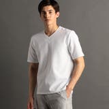 09ホワイト | タックボーダー VネックTシャツ | NICOLE