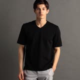 49ブラック | タックボーダー VネックTシャツ | NICOLE