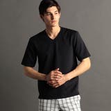 60ブルー | タックボーダー VネックTシャツ | NICOLE