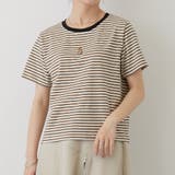 24クリーム | キツネ刺繍リンガーTシャツ | NICOLE