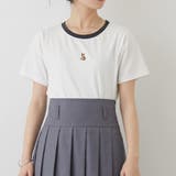 28オフホワイト | キツネ刺繍リンガーTシャツ | NICOLE
