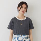 39チャコールグレー | キツネ刺繍リンガーTシャツ | NICOLE