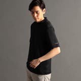 49ブラック | メランジジャカード モックネックTシャツ | NICOLE