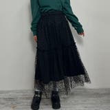 49ブラック | WEB限定チュールハートフロッキースカート | NICOLE