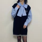 49ブラック | 配色ケーブルニットベスト | NICOLE