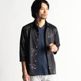 67ネイビー | ハイストレッチポンチ パーツプリントシャツ | NICOLE