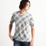 ブリスターチェックジャガードＶネック半袖Ｔシャツ | NICOLE | 詳細画像1 