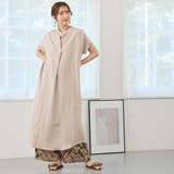 18ベージュ | リネン混スキッパーワンピ－ス | NICOLE