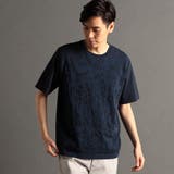 67ネイビー | パネルニット 半袖Tシャツ | NICOLE