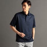 67ネイビー | ブロックジャカードプリント 半袖ポロシャツ | NICOLE