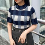 【WEB限定】ハーフスリーブチェックニットプルオーバー | NICOLE | 詳細画像1