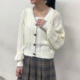 28オフホワイト | ライン配色スカシアミカーディガン | NICOLE
