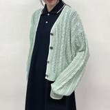 40グリーン | ライン配色スカシアミカーディガン | NICOLE