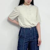 18ベージュ | カンフー風フラワー刺繍ブラウス | NICOLE