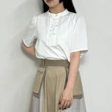 28オフホワイト | カンフー風フラワー刺繍ブラウス | NICOLE