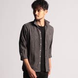 49ブラック | カラープリーツ7分袖スタンドカラーシャツ | NICOLE