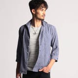 67ネイビー | カラープリーツ7分袖スタンドカラーシャツ | NICOLE