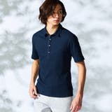 67ネイビー | ランダムテレコショートレギュラーカラーポロシャツ | NICOLE