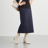 67ネイビー | サイドZIPタイトスカート/ダンボールポンチ | NICOLE