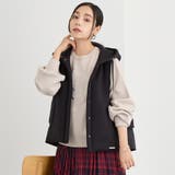 49ブラック | 異素材使いフードベスト | NICOLE