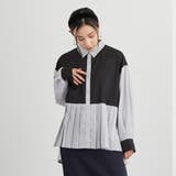 49ブラック | プリーツシャツブラウス | NICOLE